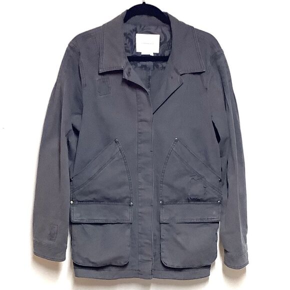 New Anthropologie Lida Grey Utility Jacket Womens Sz L - Picture 1 of 7